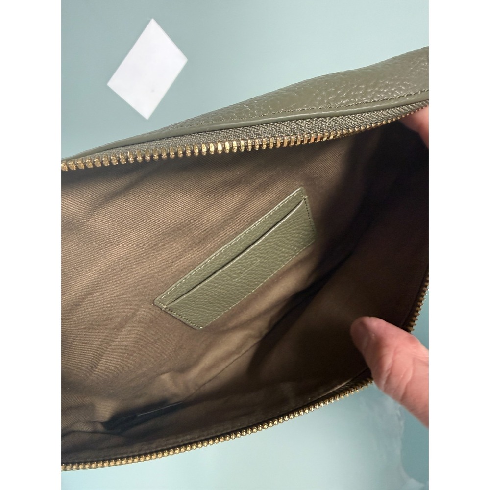 QUINCE Italian Pebbled Leather Crossbody Bag Olive Green 100% Cow Leather - Picture 6 of 10
